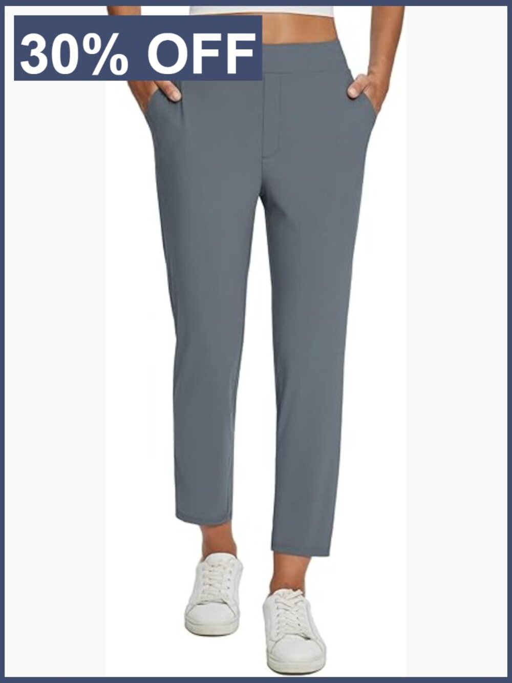 Stretchy Travel Pants with Pockets Ankle Length Slacks